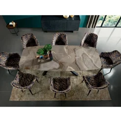 Viadurini Living Esstische-Fester Tisch mit tonnenförmiger Platte aus Keramik, hergestellt in Italien – Settimmio