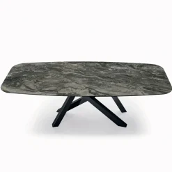 Viadurini Living Esstische-Fester Tisch mit tonnenförmiger Platte aus Keramik, hergestellt in Italien – Settimmio