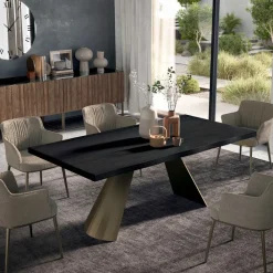 Viadurini Living Esstische-Fester Tisch mit unregelmäßiger entrindeter Kante, hergestellt in Italien – Gläser