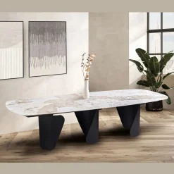 Viadurini Living Esstische-Fester Tisch 300x120 cm aus Metall und gesinterter Steinplatte - Valmira