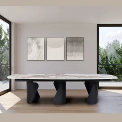 Viadurini Living Esstische-Fester Tisch 300x120 cm aus Metall und gesinterter Steinplatte - Valmira