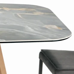 Viadurini Living Esstische-Fester tonnenförmiger Tisch aus Keramik und Eschenholz, hergestellt in Italien – Norden