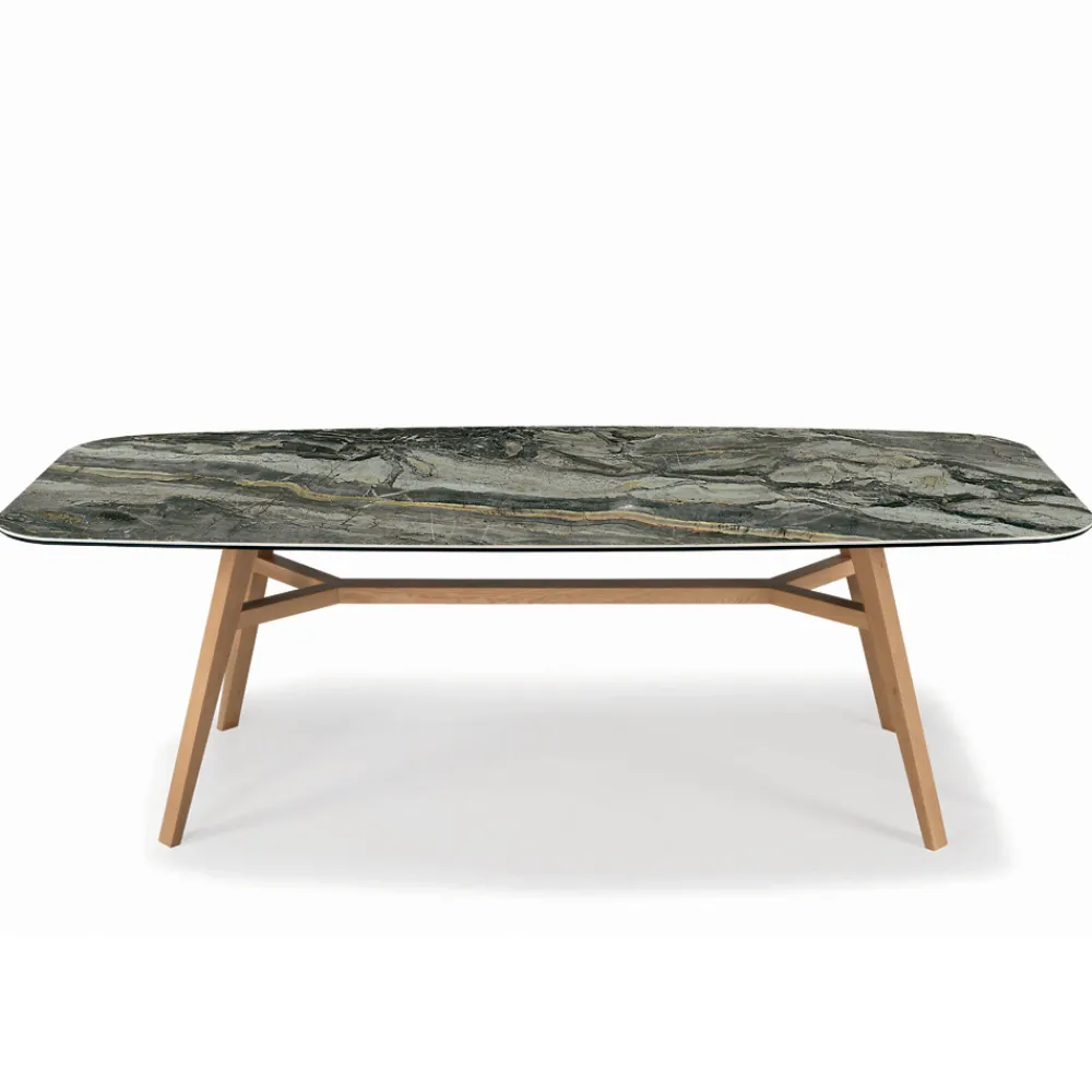 Viadurini Living Esstische-Fester tonnenförmiger Tisch mit Untergestell aus Canaletto-Walnuss-Esche, hergestellt in Italien – Norden