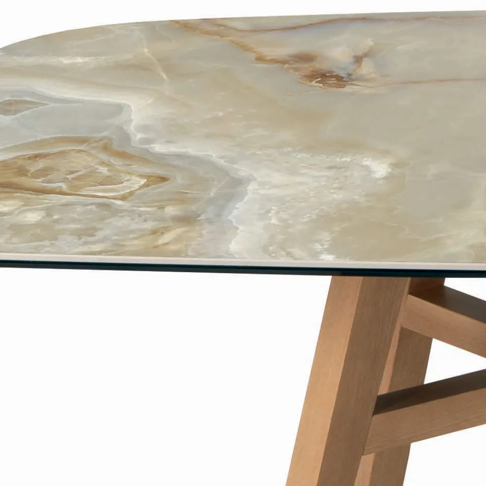 Viadurini Living Esstische-Fester tonnenförmiger Tisch mit Untergestell aus Canaletto-Walnuss-Esche, hergestellt in Italien – Norden