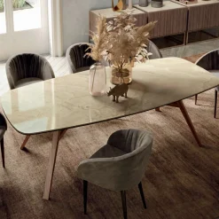 Viadurini Living Esstische-Fester tonnenförmiger Tisch mit Untergestell aus Canaletto-Walnuss-Esche, hergestellt in Italien – Norden