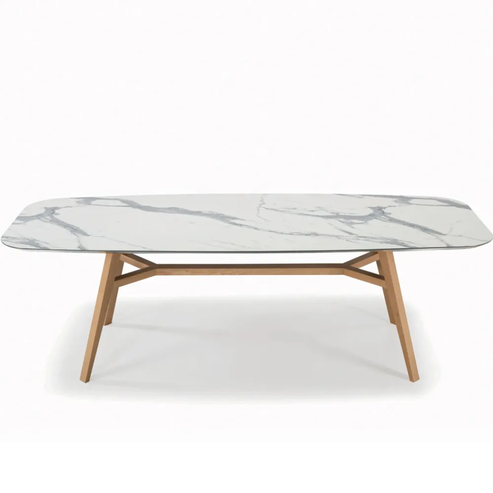 Viadurini Living Esstische-Fester tonnenförmiger Tisch aus Laminat und Eschenholz, hergestellt in Italien – Norden