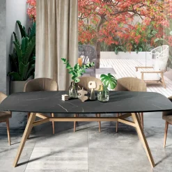 Viadurini Living Esstische-Fester tonnenförmiger Tisch aus Laminat und Eschenholz, hergestellt in Italien – Norden