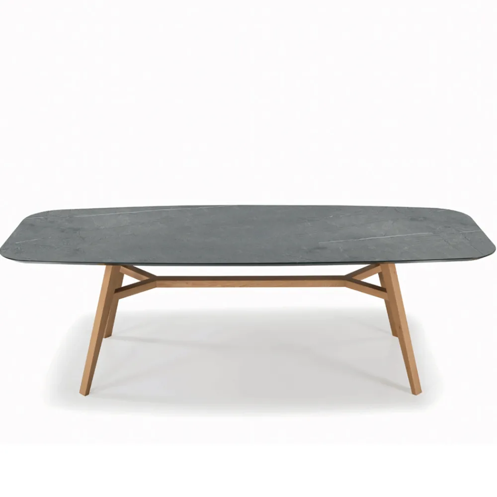 Viadurini Living Esstische-Fester tonnenförmiger Tisch aus Laminat und Eschenholz, hergestellt in Italien – Norden