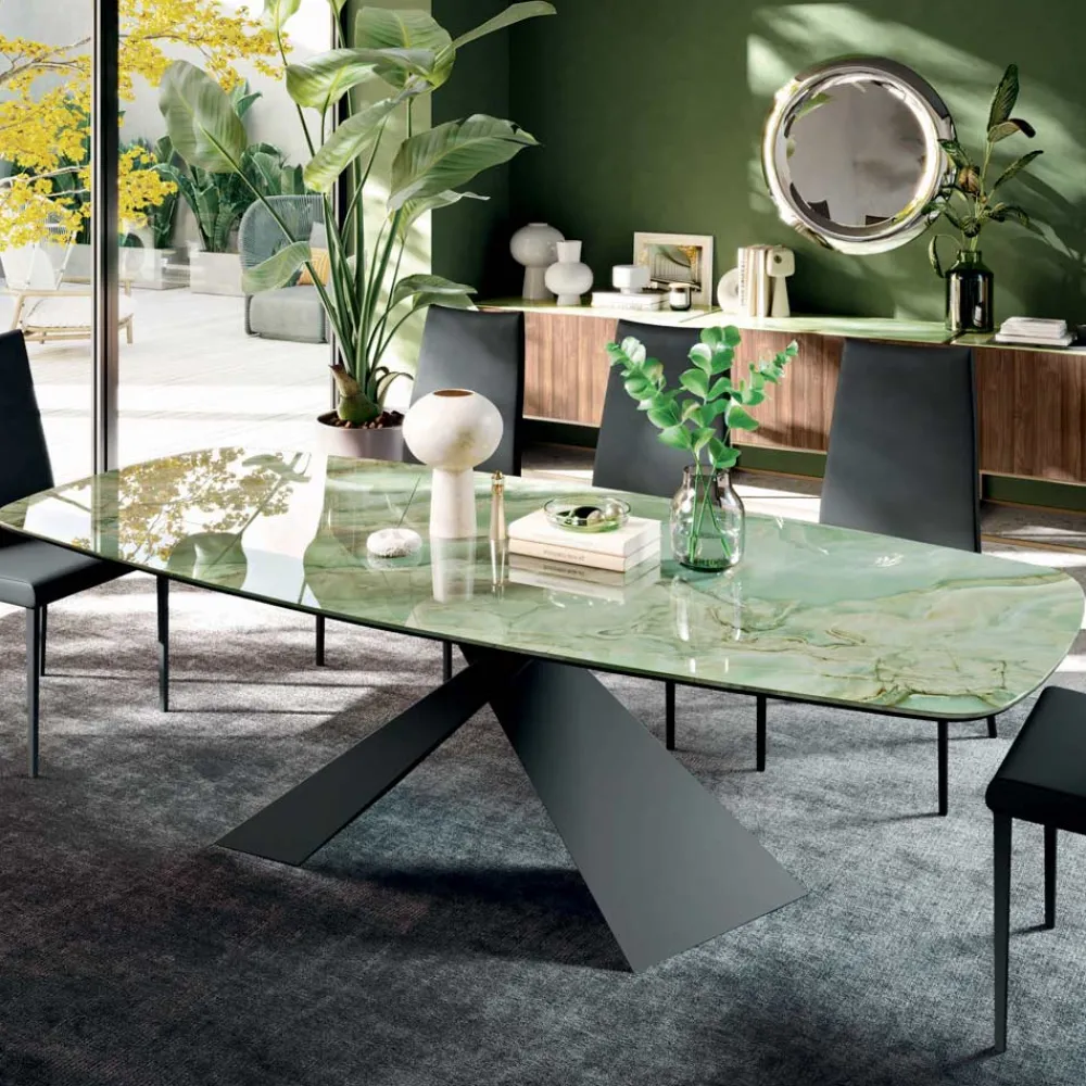 Viadurini Living Esstische-Fester Wohnzimmertisch mit Keramikplatte, hergestellt in Italien – Feiertage