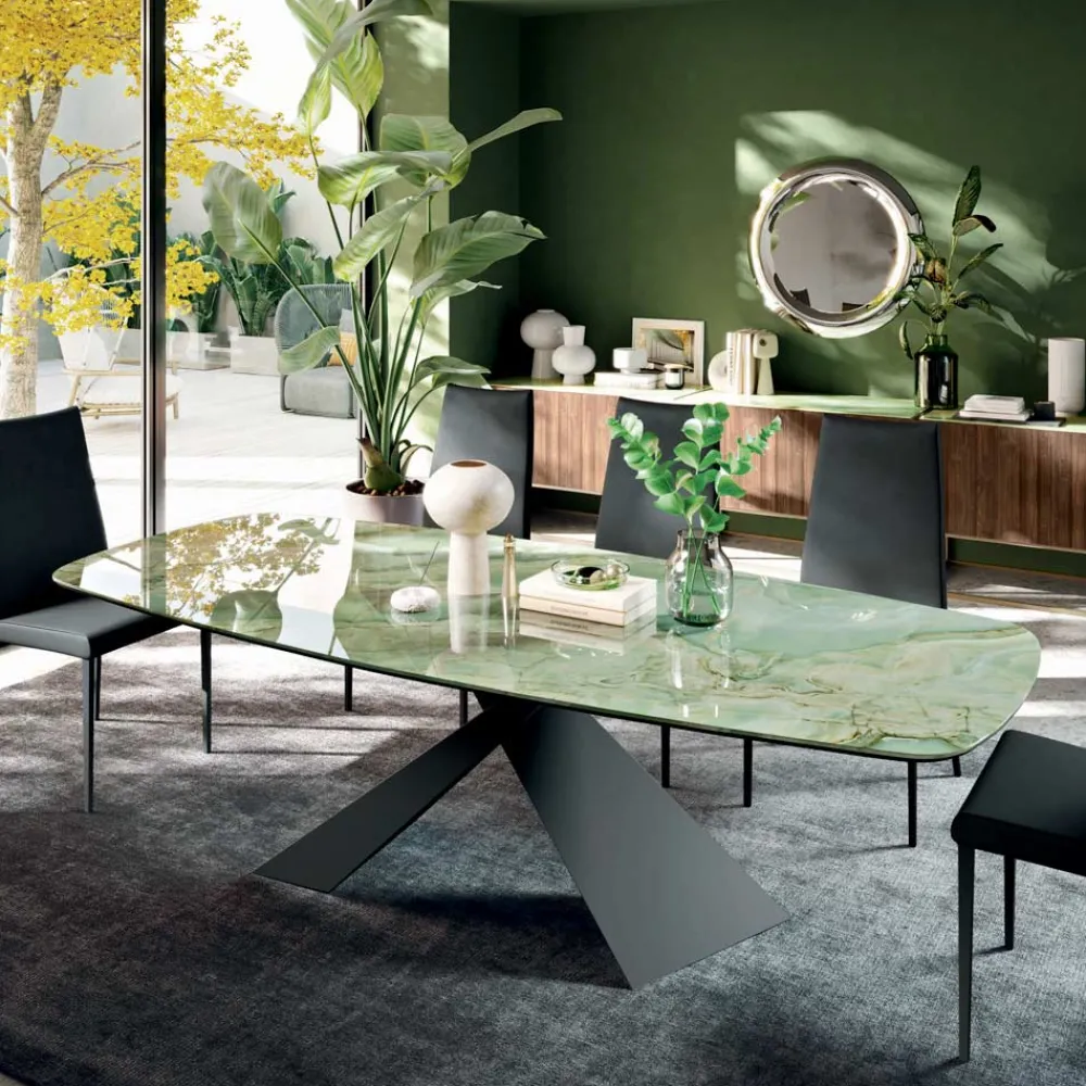 Viadurini Living Esstische-Fester Wohnzimmertisch mit Keramikplatte, hergestellt in Italien – Feiertage