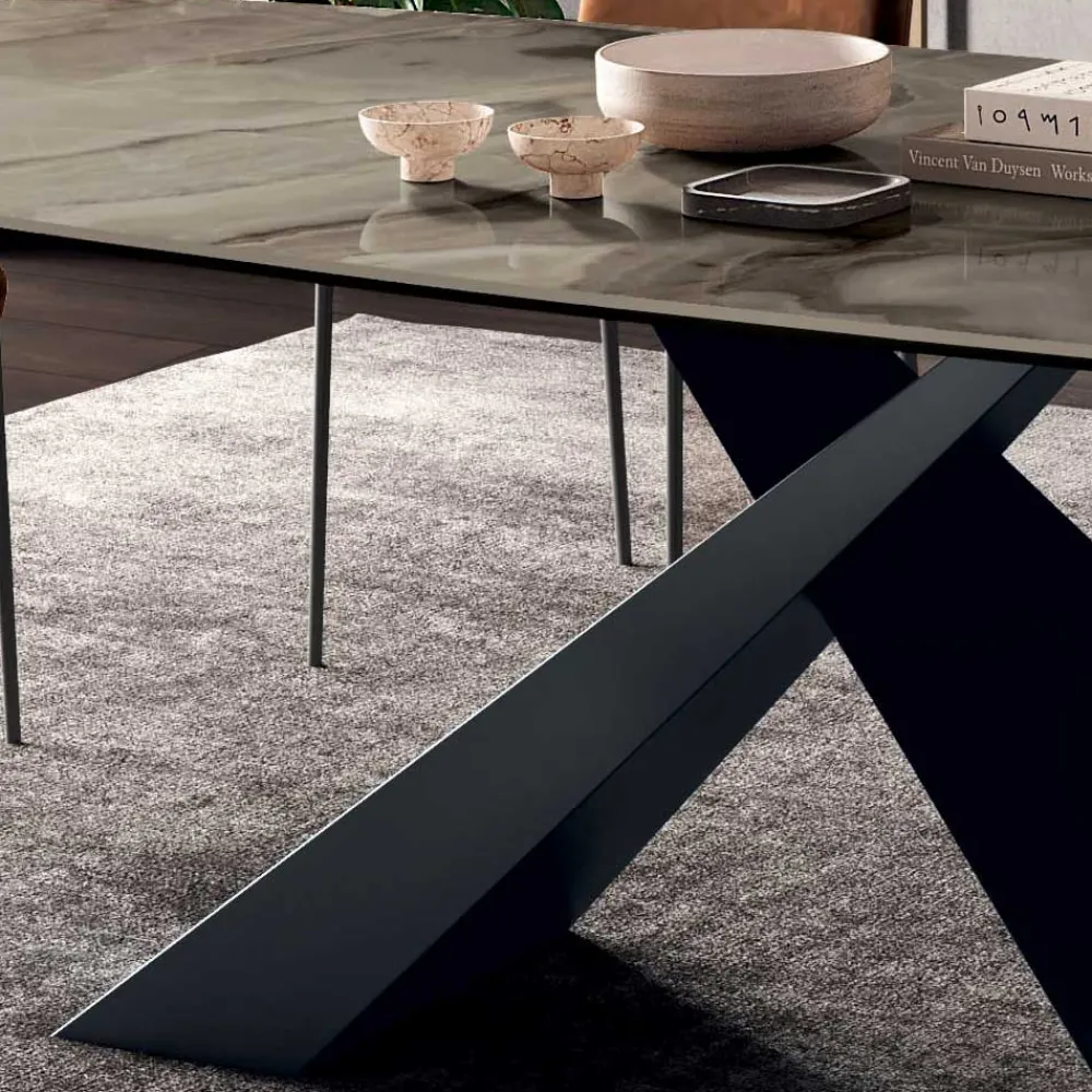 Viadurini Living Esstische-Fester Wohnzimmertisch mit Keramikplatte, hergestellt in Italien – Feiertage