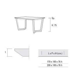 Viadurini Living Esstische-Feststehender Esstisch aus Metall und geschichtetem HPL Made in Italy - Bastiano