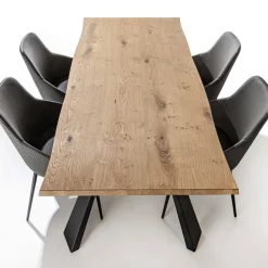 Viadurini Living Esstische-Feststehender Esstisch mit Metallgestell und Eichenfurnierplatte - Termoli