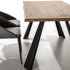 Viadurini Living Esstische-Feststehender Esstisch mit Metallgestell und Eichenfurnierplatte - Termoli