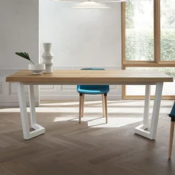 Viadurini Living Esstische-Feststehender Küchentisch aus Metall und Holzplatte Made in Italy - Bastiano