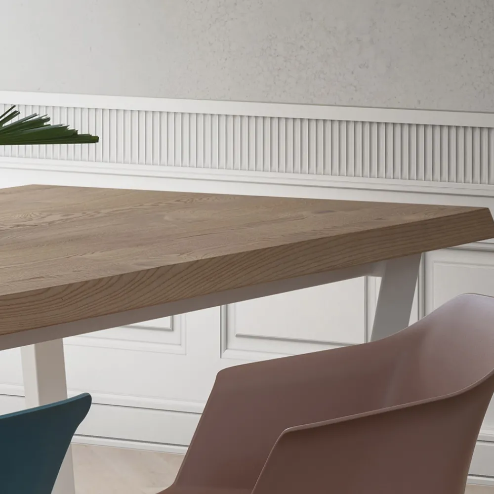 Viadurini Living Esstische-Feststehender Küchentisch aus Metall und Holzplatte Made in Italy - Bastiano