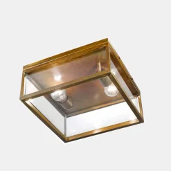 Il Fanale Gartenlaternen-2-flammige Außen-Deckenlampe aus Messing und Vintage-Glas - Framework von