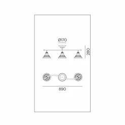 Il Fanale Vintage Deckenleuchten-3-flammige Deckenlampe aus Messing und perforierter Keramik - Fiordipizzo von