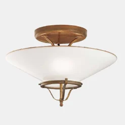 Il Fanale Vintage Deckenleuchten-3-flammige Deckenlampe aus Messing und kegelförmigem Muranoglas - Country von