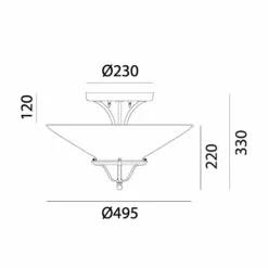 Il Fanale Vintage Deckenleuchten-3-flammige Deckenlampe aus Messing und kegelförmigem Muranoglas - Country von