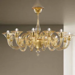 Viadurini Lighting Klassische Kronleuchter-12-flammiger handgemachter venezianischer Glas-Kronleuchter Made in Italy - Margherita