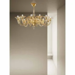 Viadurini Lighting Klassische Kronleuchter-12-flammiger handgemachter venezianischer Glas-Kronleuchter Made in Italy - Margherita