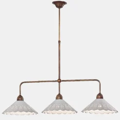 Il Fanale Vintage Kronleuchter-3-flammiger Kronleuchter aus Messing und perforierter Keramik - Fiordipizzo von