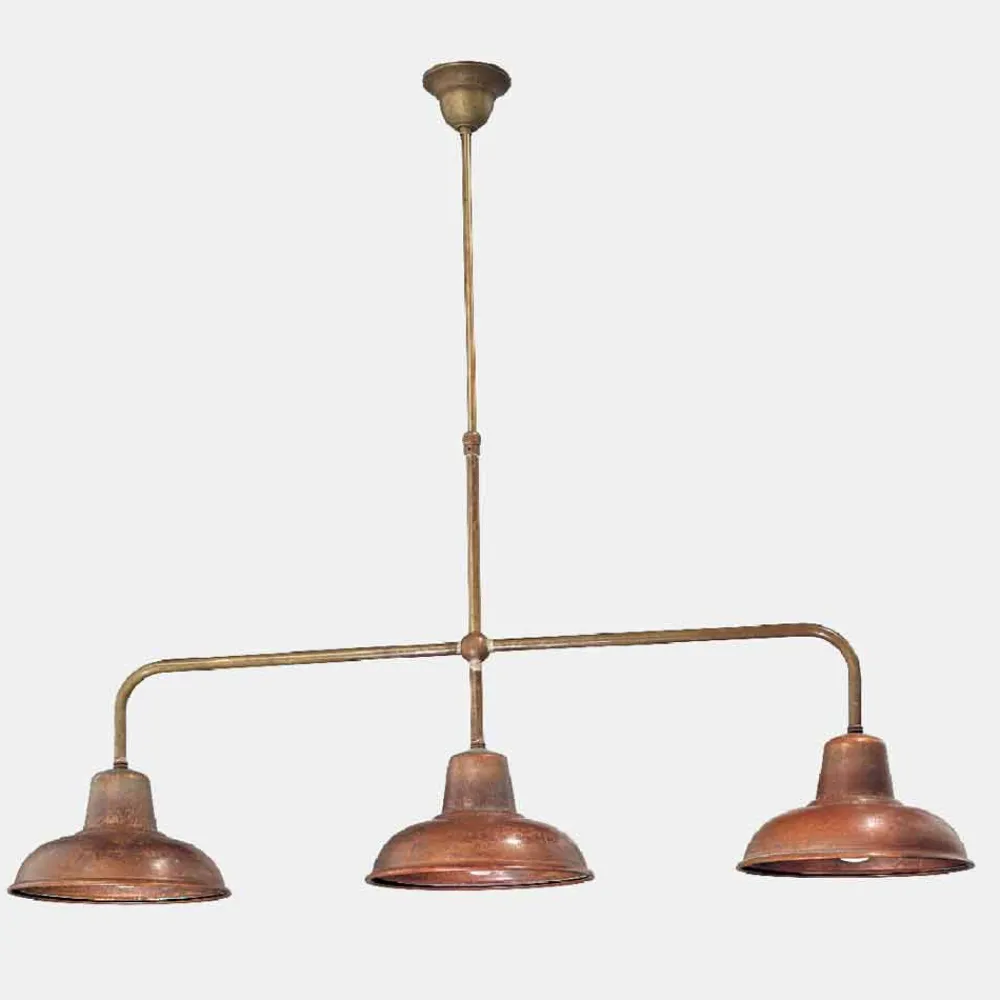 Il Fanale Vintage Kronleuchter-3-flammiger Kronleuchter aus Kupfer und Messing im Vintage-Stil - Contrada von