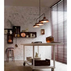 Il Fanale Vintage Kronleuchter-3-flammiger Kronleuchter aus Kupfer und Messing im Vintage-Stil - Contrada von