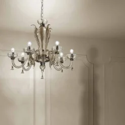 Viadurini Lighting Klassische Kronleuchter-6-flammiger venezianischer Glas-Kronleuchter, handgefertigt in Italien - Regina