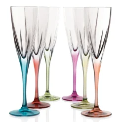 Viadurini Kitchen Italienisches Kristallgeschirr-Flötengläser aus farbigem oder transparentem Öko-Kristall 12 Stück - Amalgam