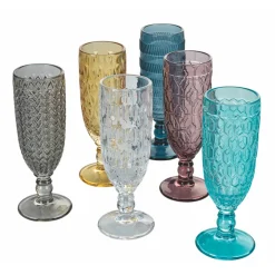 Viadurini Kitchen Weinkelch-Flötenkelch-Set aus farbigem Glas und verschiedenen Dekorationen 12-teilig - Mix