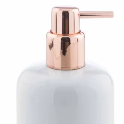 Viadurini Bathroom Badzubehör-Freistehende Badaccessoires aus weißem Porzellan mit Kupferdetails - Scampia