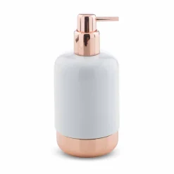 Viadurini Bathroom Badzubehör-Freistehende Badaccessoires aus weißem Porzellan mit Kupferdetails - Scampia