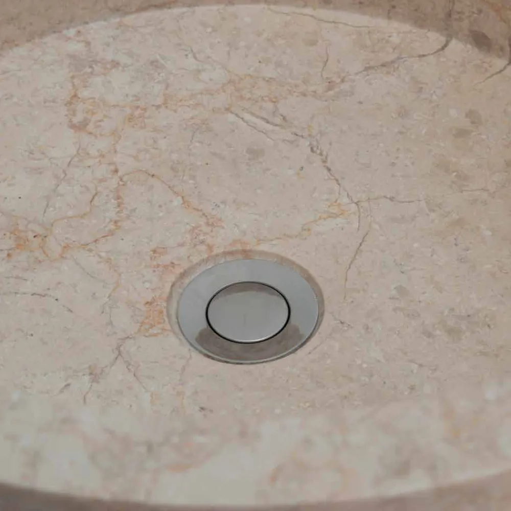 Viadurini Bathroom Steinwaschbecken-Freistehendes Badezimmer-Waschbecken in Marmor-Elfenbein-Finish Zylindrische Form - Cremino