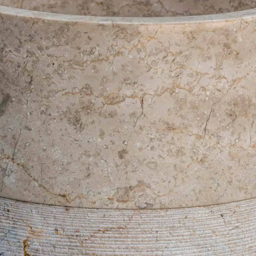 Viadurini Bathroom Steinwaschbecken-Freistehendes Badezimmer-Waschbecken in Marmor-Elfenbein-Finish Zylindrische Form - Cremino