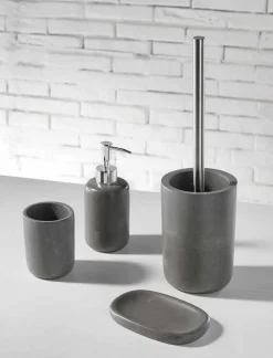 Viadurini Bathroom Badzubehör-Freistehendes Badezimmerzubehörset aus grauem Harz - Pailette