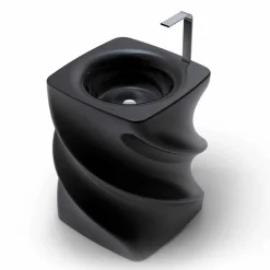 Viadurini Design Design Waschbecken Aus Solid Surface-Freistehendes Waschbecken schwarz in modernem Design Twist Made in Italy