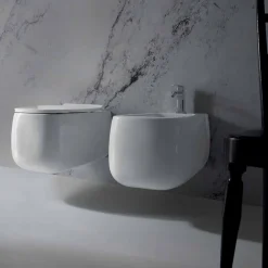 Viadurini Bathroom Bidet-Gaiola Design Wandbidet aus weißer Keramik, made in Italy