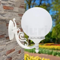 Viadurini Lighting Garten-Wandlampen-Gartenapplikation aus weißem Aluminium mit Opalkugel - Trovabianco