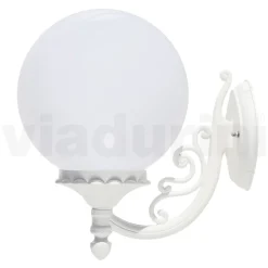 Viadurini Lighting Garten-Wandlampen-Gartenapplikation aus weißem Aluminium mit Opalkugel - Trovabianco