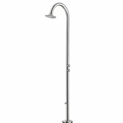 Viadurini in the Garden Gartendusche-Gartendusche aus verchromtem Edelstahl mit Fußwaschung Made in Italy - Marlen