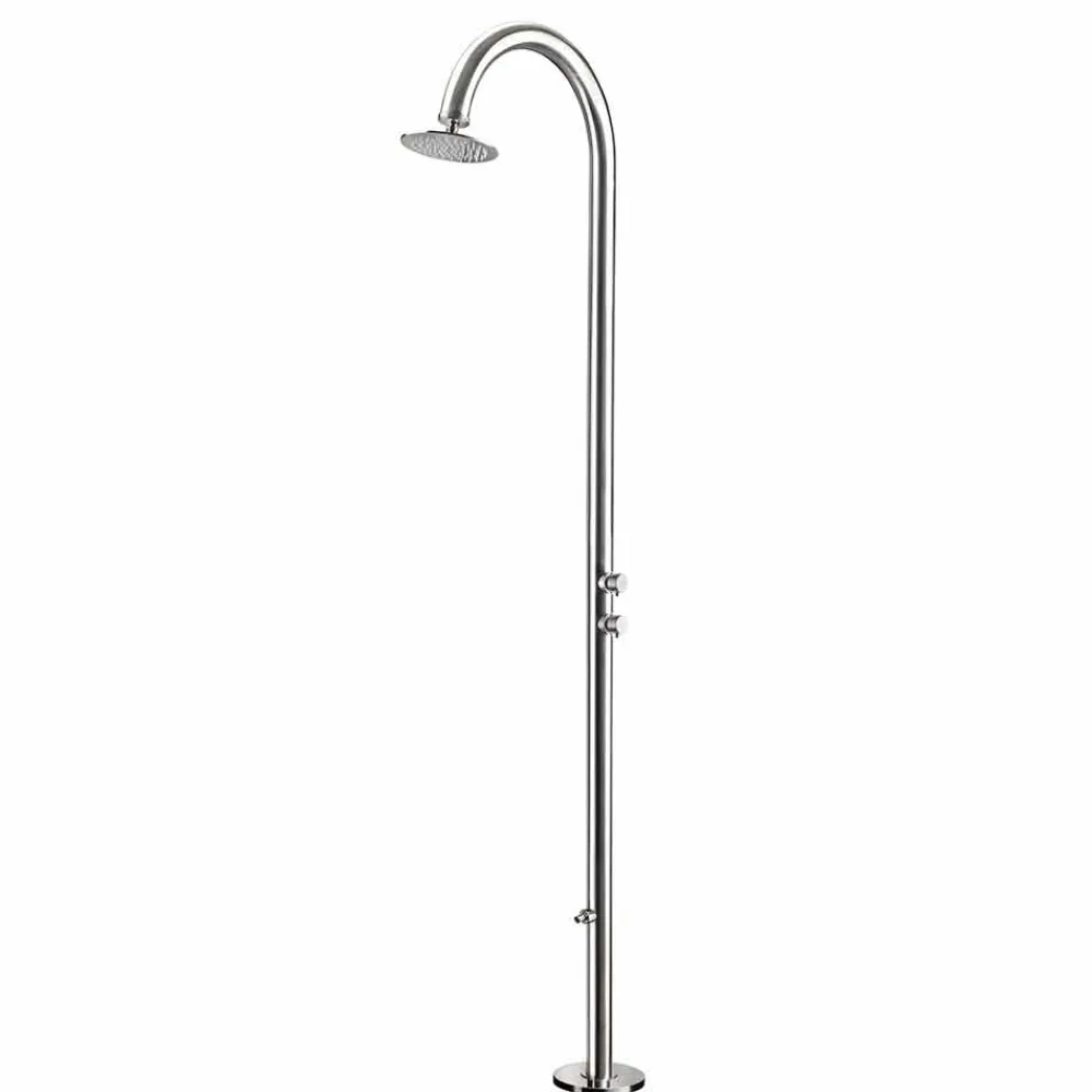 Viadurini in the Garden Gartendusche-Gartendusche aus verchromtem Edelstahl mit Fußwaschung Made in Italy - Marlen