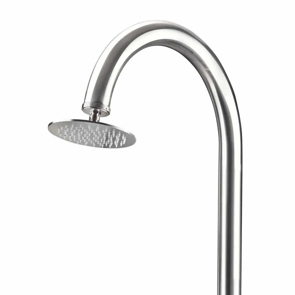 Viadurini in the Garden Gartendusche-Gartendusche aus verchromtem Edelstahl mit Fußwaschung Made in Italy - Marlen