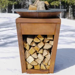 Viadurini in the Garden Holzofengrill-Gartengrill mit Feuerbetrieb, Kochplatte und Holzhalterung - Ferran