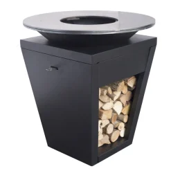 Viadurini in the Garden Holzofengrill-Gartengrill mit Feuerbetrieb, Kochplatte und Holzhalterung - Ferran