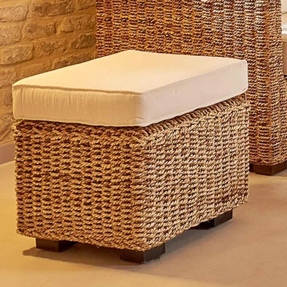 Viadurini in the Garden Gartenideen-Gartenhocker aus natürlichem Abaca mit Kissen - Raziel