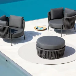 Viadurini in the Garden Gartenideen-Gartenhocker aus Stahl und Seilkissen inklusive Made in Italy - Bronn