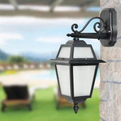 Viadurini Lighting Garten-Wandlampen-Gartenlampe aus anthrazitfarbenem Aluminium und sandgestrahltem Glas - Elric