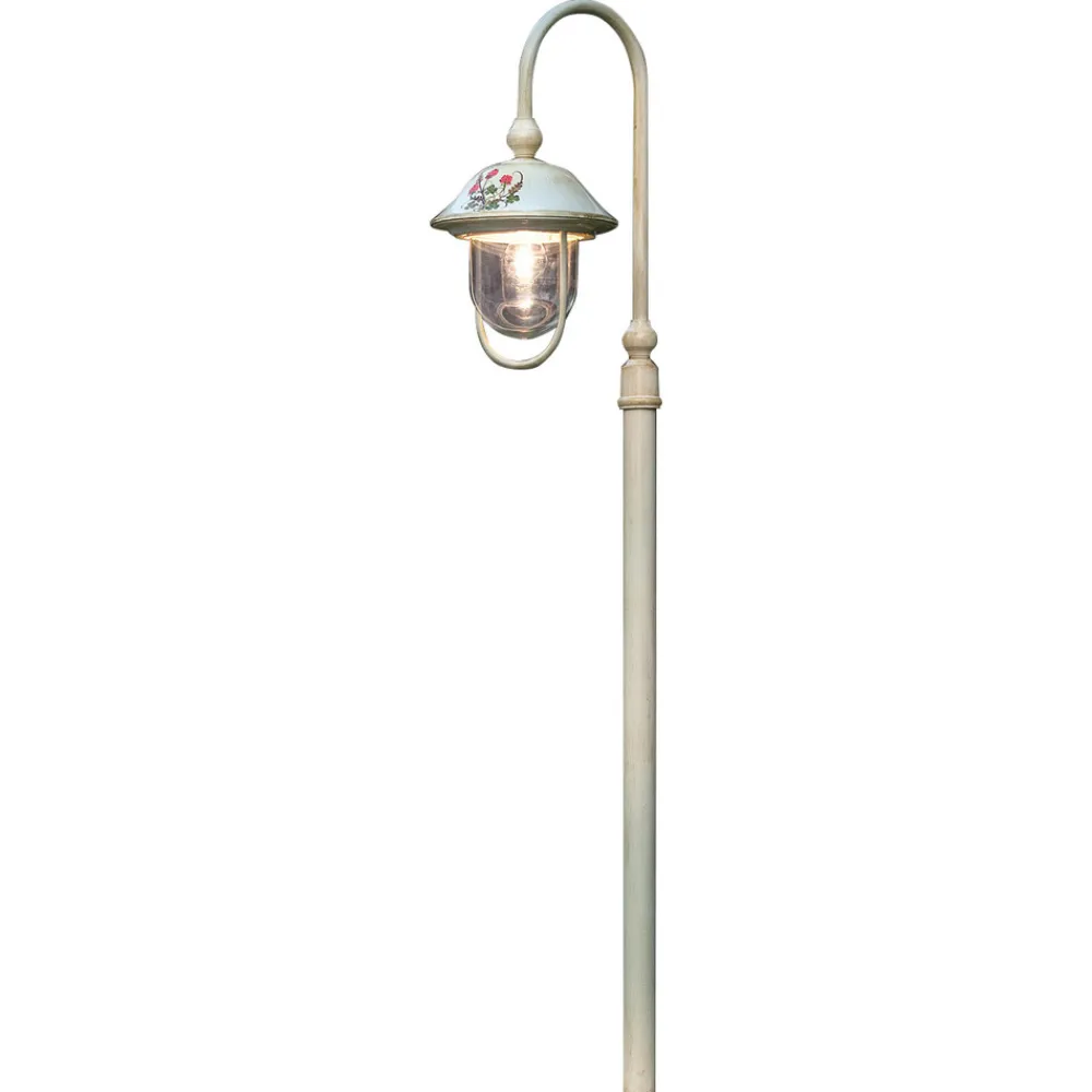 Ferroluce Gartenlampion-Gartenlaterne aus handbemaltem Aluminium und Blumendekor – Bari